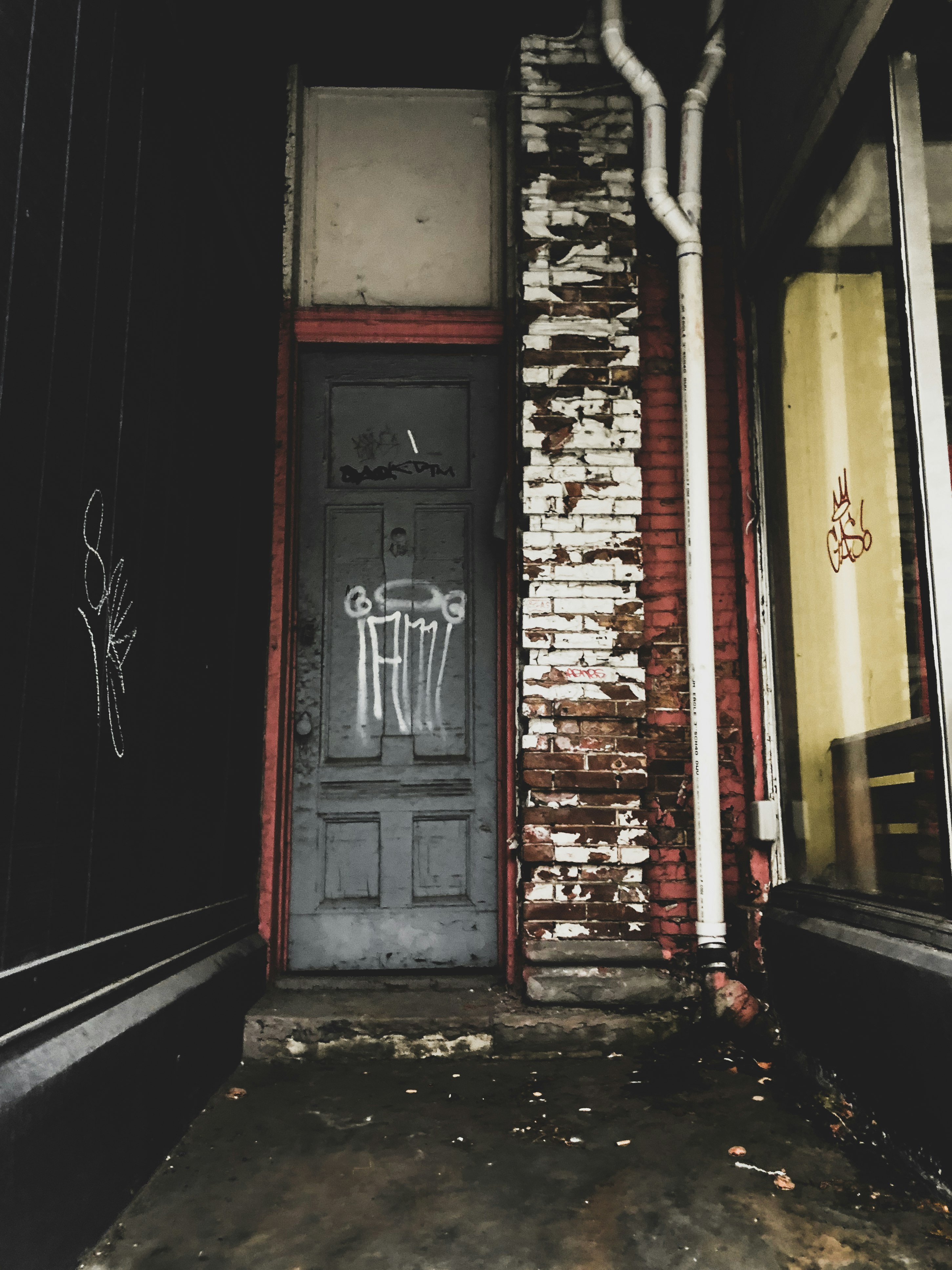 closed black wooden door